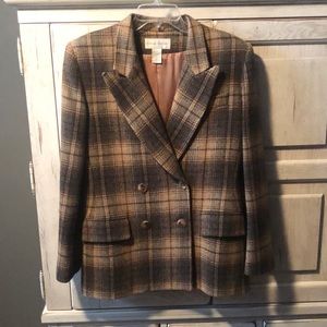 Vintage Casual Corner Plaid Wool Blazer